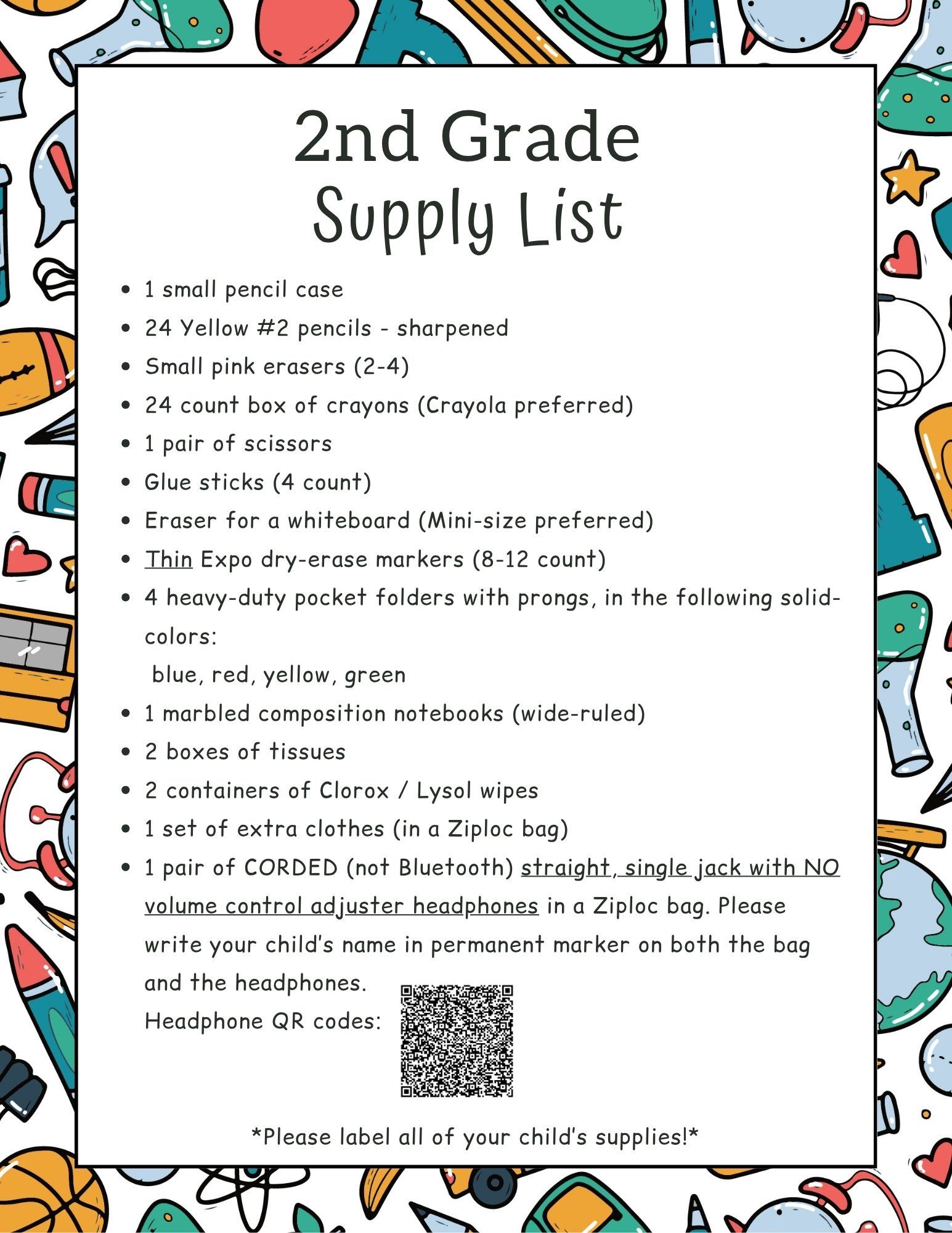 25 to 26 Supply List 